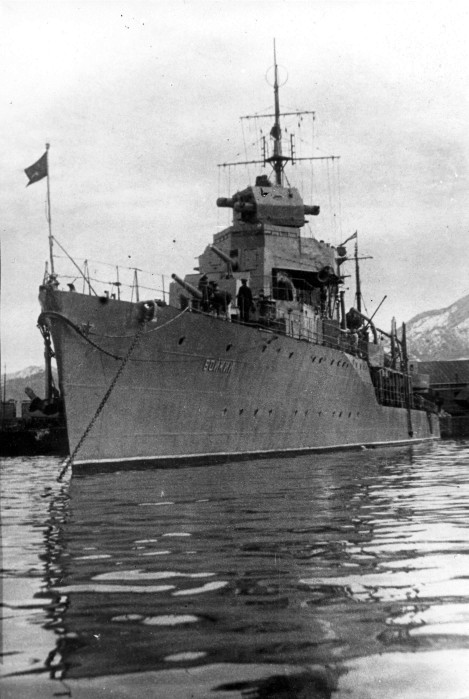 Romanian merchant Cavarna (3495 GRT) with a cargo of gasoline. On 1 December 1941.
German merchant Cordelia (1357 GRT) with a cargo of fuel. On 2 December 1941.
All these victories has been previously (and erroneously) described as victims of submarines: also comparing with the operations in Baltic, this pair of destroyers scored the best success against enemy merchant shipping 
(especially considering the critical shortage of available merchants that occurred for the Axis forces in Black Sea).