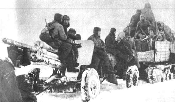 Soviet 76-mm antitank gun ZIS-3 in winter