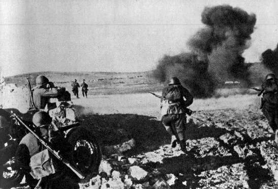 Soviet infantry attacking
