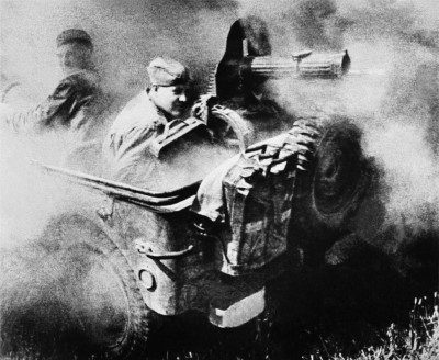Стрелок отряд Красной армии Фото ВОВ 'Тачанка' на Виллисе, 1944