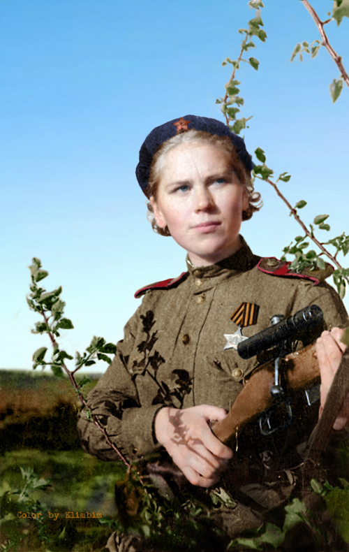 Seniorsergent Rosa Jegorovna Sjanina sovjetisk skarpskytte under anden verdenskrig foto.