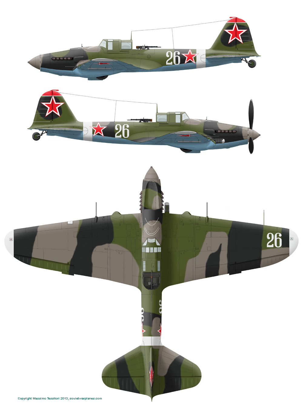aerial Il2 plane white bands camouflage number 26