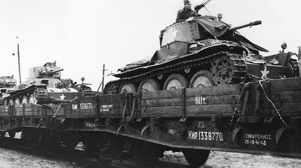russian train of trophy Pz.38(t) tanks foto WW2