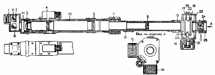 T-34 1— защитное стекло; 2— прямоугольная призма; 3— линзы объектива; 4— конденсор