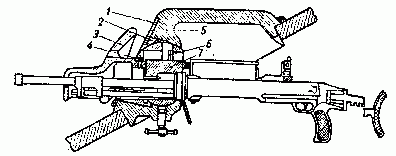 T-341- кольцо; 2- цилиндр защиты; 3- защита шара; 4- мушка; 5- броневая защита пулемета; 6- заслонка
