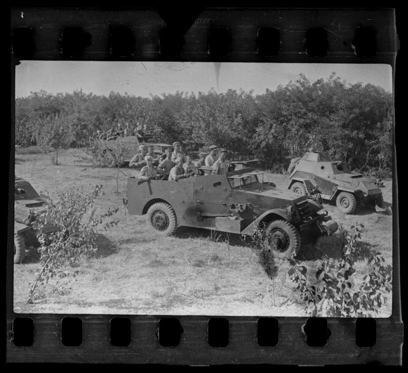 armoured vehicles BA-64 and M3A1 in 1944