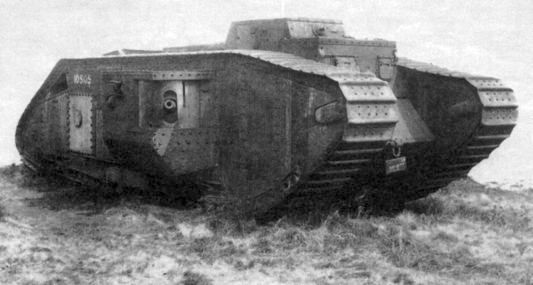 British female tanks took some damages and left the battlefield. But the last Mark IV chooses the tactic, which became the classic one during the next 50 years: constant maunevering and fire from short stop